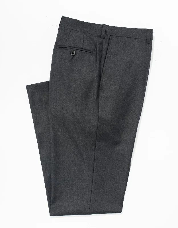 CHARCOAL WOOL TWILL TROUSERS - CLASSIC FIT