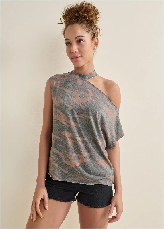 Camo Lounge Top - Green Multi