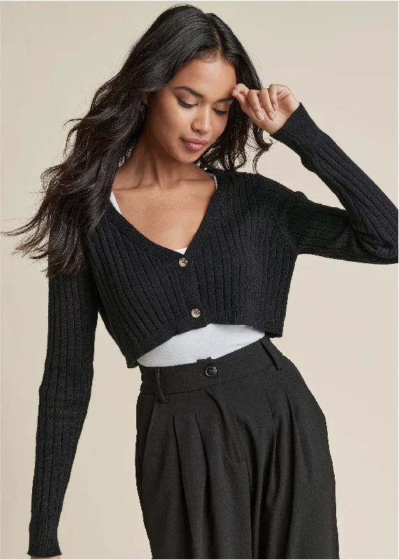 Cropped Cardigan - Black