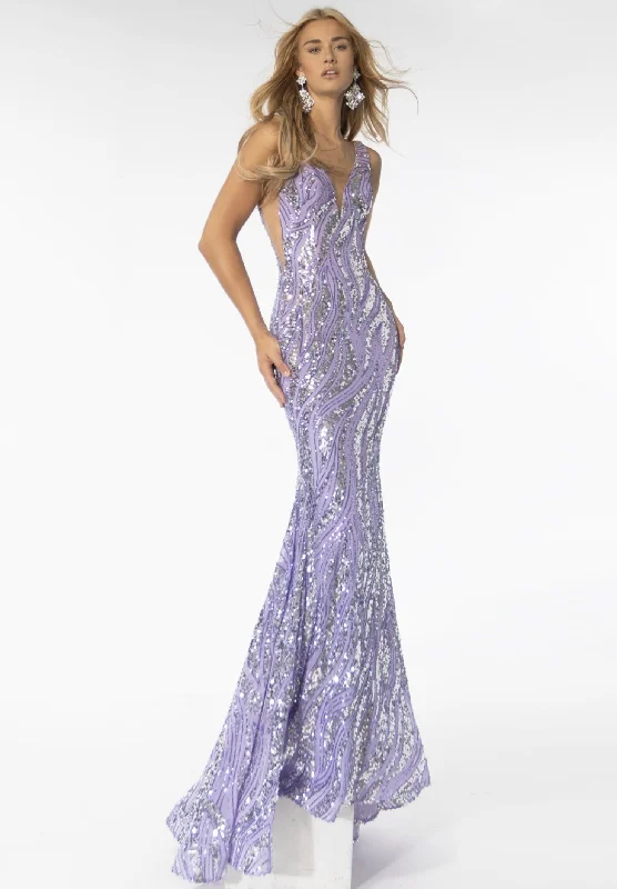 flutter sleeve prom dressesAva Presley 39201 Fitted Formal Sequin Prom Long Mermaid Dress