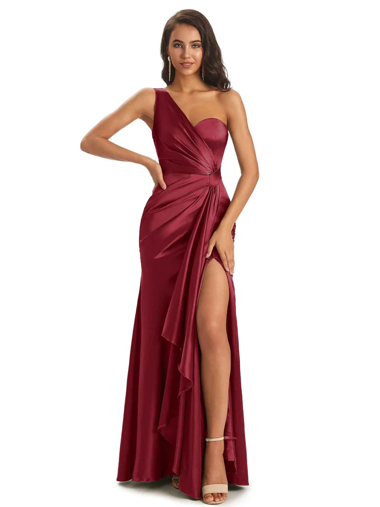 prom dress preservationSexy One Shoulder Long Mermaid Prom & Dance Dresses With Slit Online In Stock