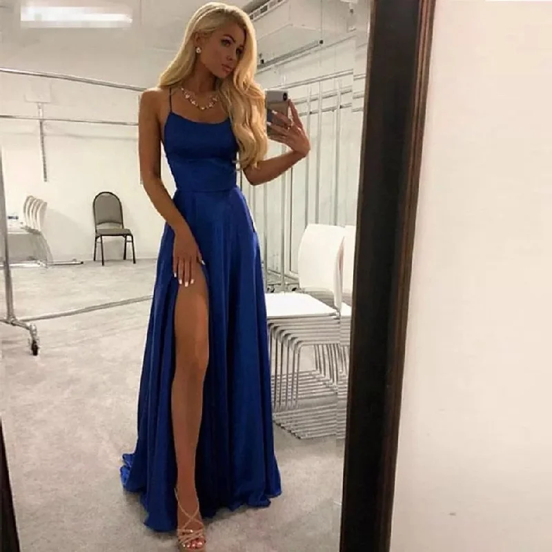 fitted prom dressesFashionSierra - Royal Blue Split Prom Dresses