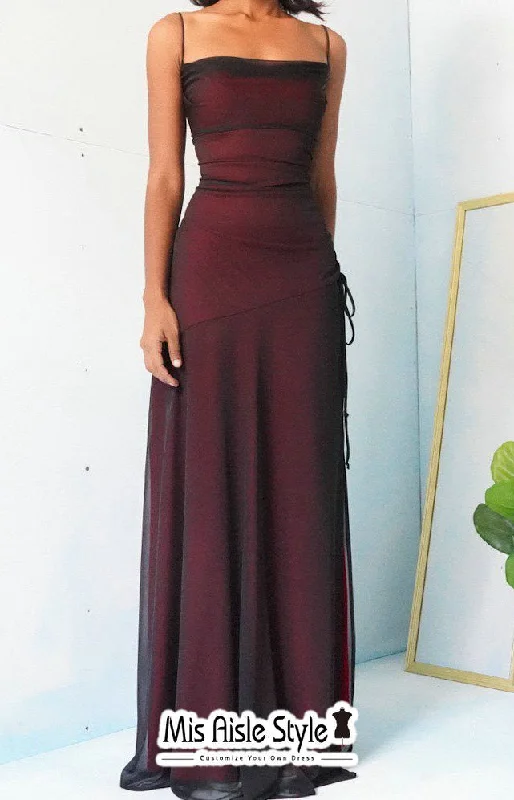 prom dress fitting adviceFit and Flare Square Neckline Burgundy Prom Dress