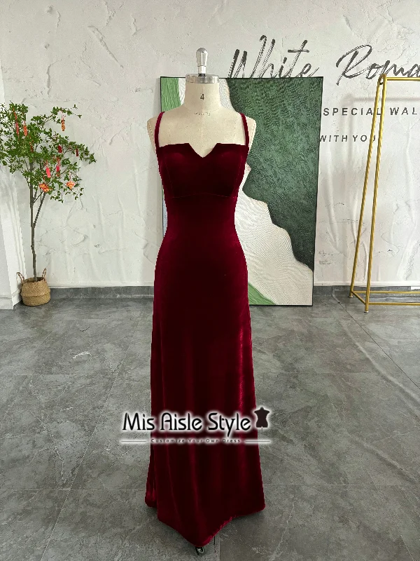 high-low prom dressesFit and Flare Vintage Deep Red Velvet Prom Dress