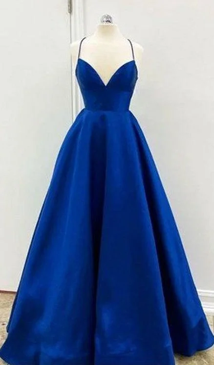 prom dresses with built-in petticoatsRoyal Blue Criss Cross Back Cheap Prom Dress