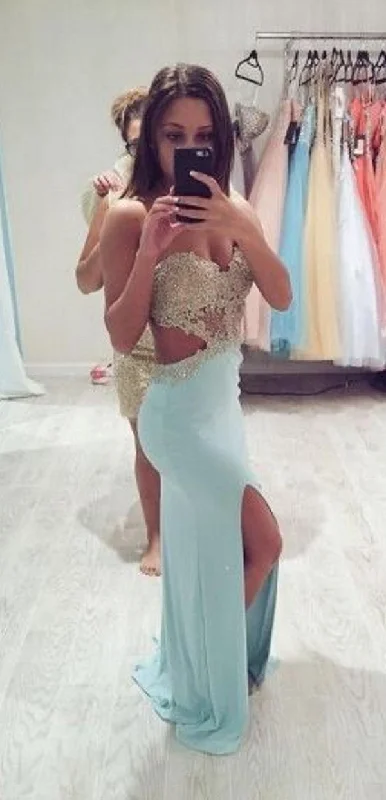 prom dresses for plus-size figuresSexy Mermaid Open Back Mint Prom Dresses