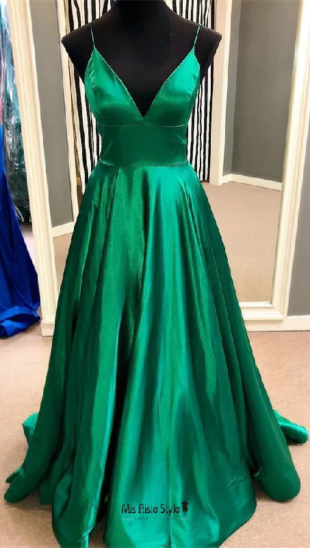 prom dress color trendsSimple Green Long Prom Dress