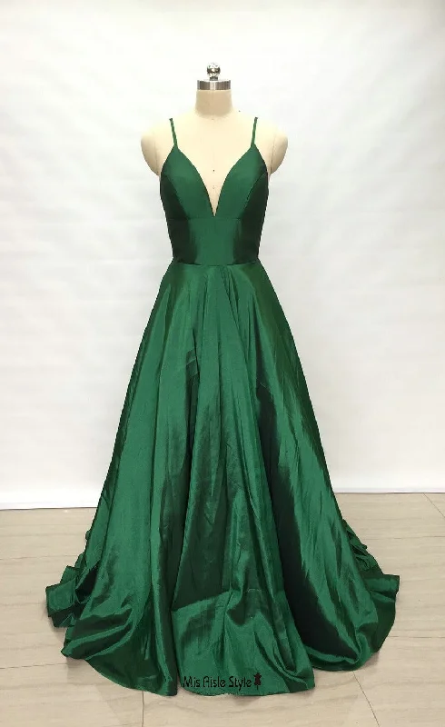 sequined prom dressesSimple Spaghetti Straps Green Prom Dress