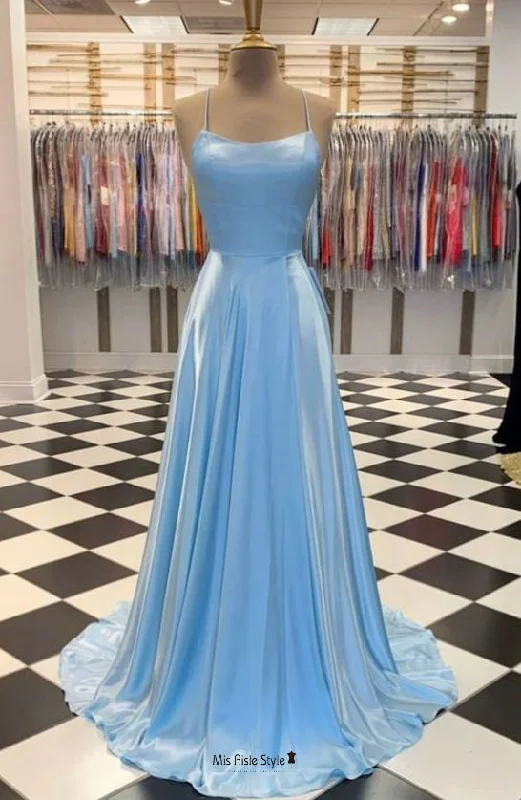 prom dress preservationSimple Square Neckline Blue Prom Dress